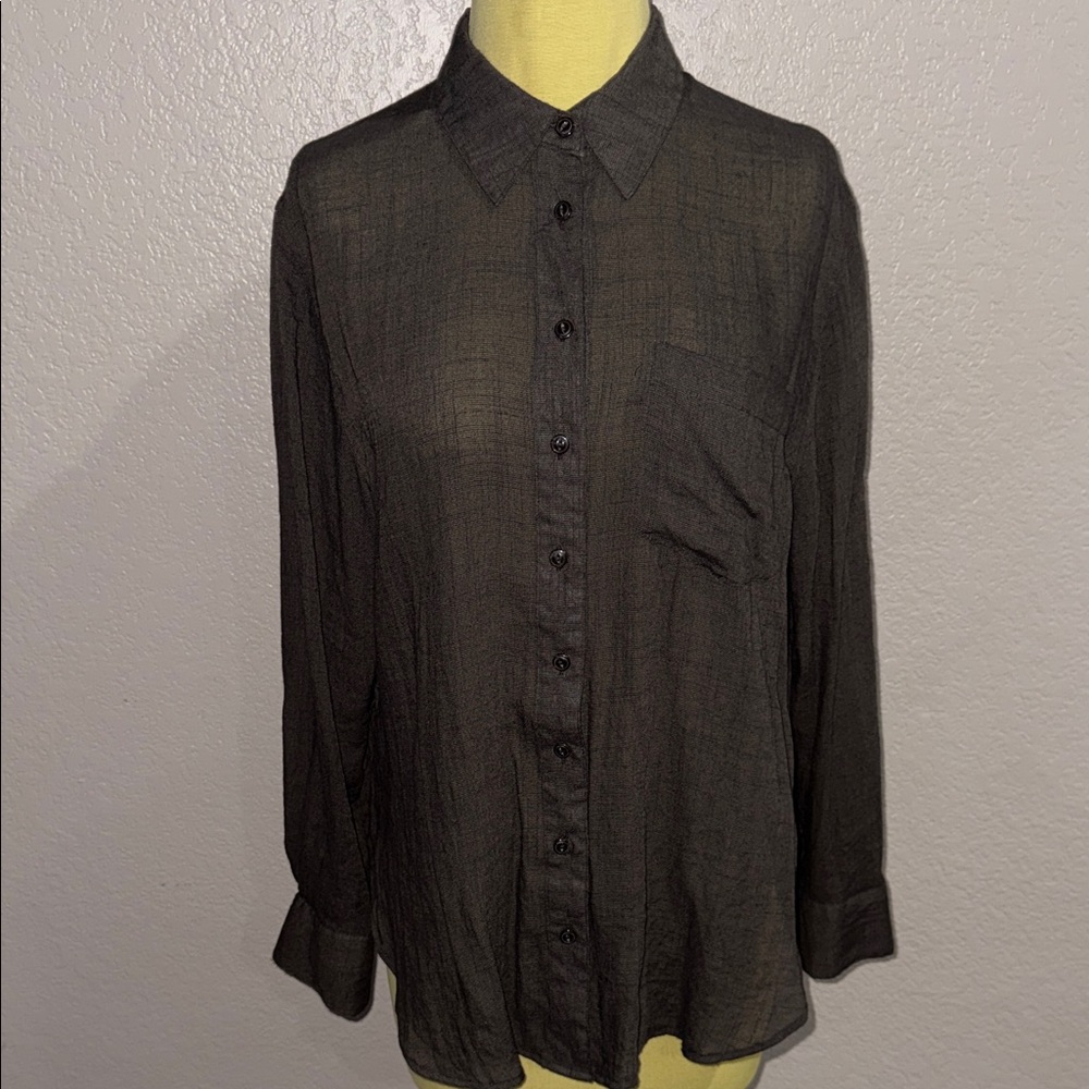 Free People Button-Up Brown Blouse size xs